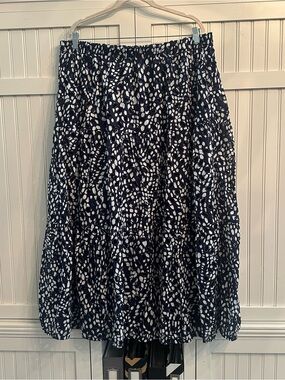 Simply Vera Vera Wang Navy and White Printed Eyelet Maxi Skirt Size XXL